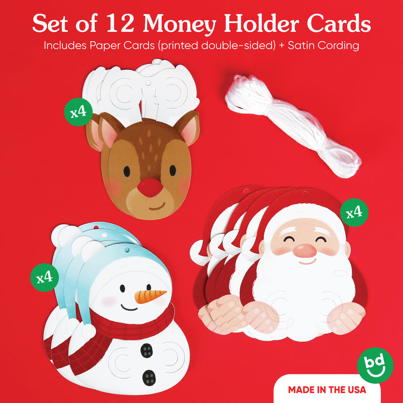 Christmas Ornament Money Holder Cards, Christmas Money Holders for Cash Gifts, Holiday Gift Tags, To and From Hanging Ornament Cards, Assorted 12 Ct