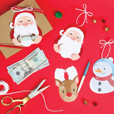 Christmas Ornament Money Holder Cards, Christmas Money Holders for Cash Gifts, Holiday Gift Tags, To and From Hanging Ornament Cards, Assorted 12 Ct