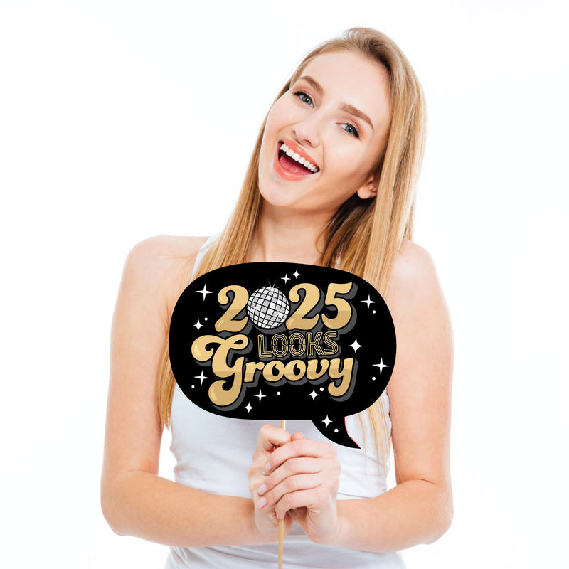 Disco New Year - Groovy 2025 NYE Party Photo Booth Props Kit - 20 Count