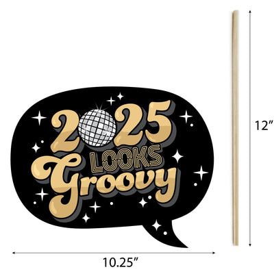 Disco New Year - Groovy 2025 NYE Party Photo Booth Props Kit - 20 Count