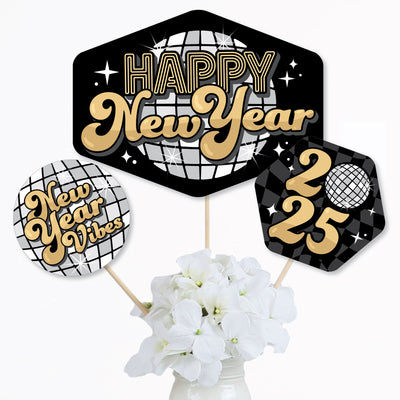 Disco New Year - Groovy 2025 NYE Party Centerpiece Sticks - Table Toppers - Set of 15