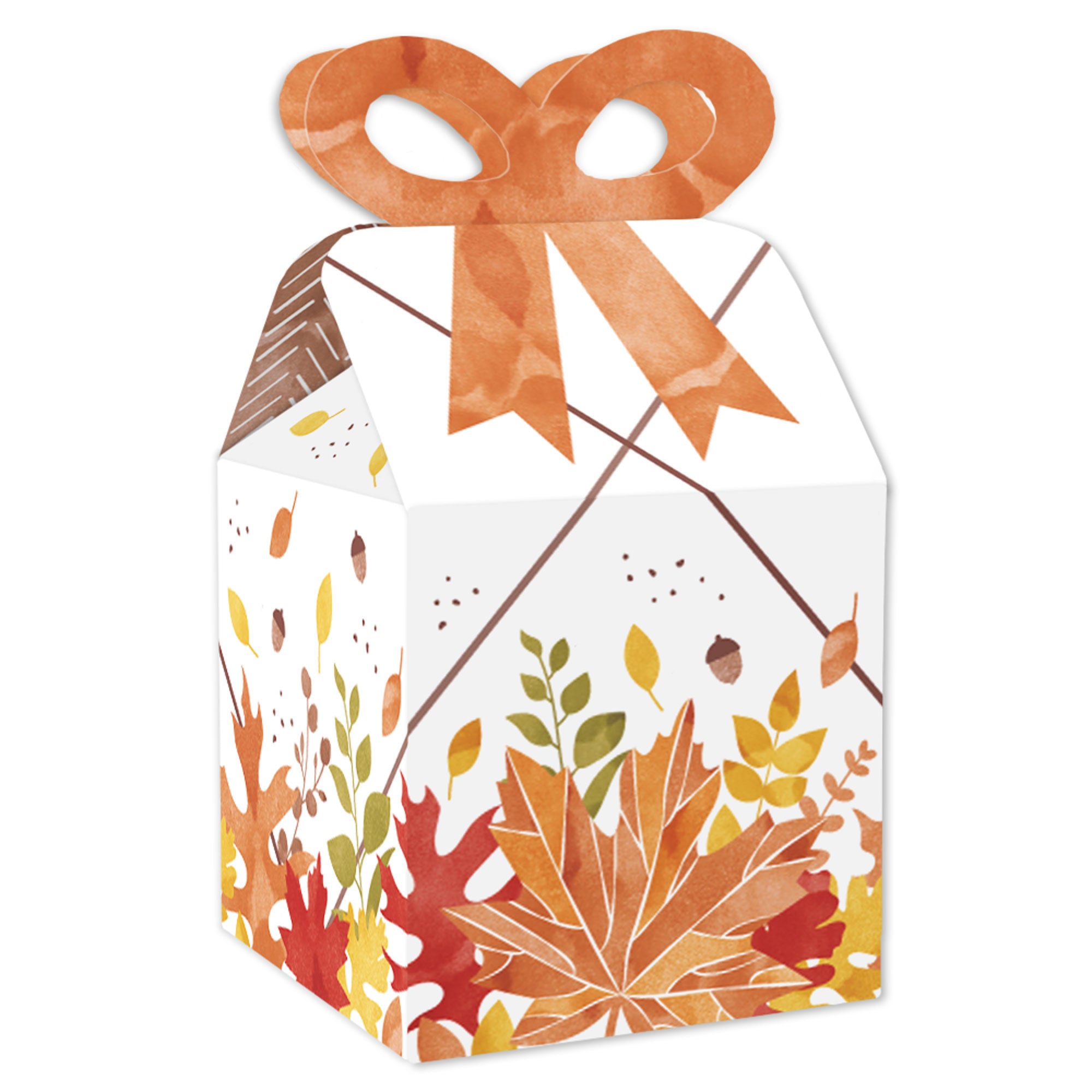 Fall Foliage - Square Favor Gift Boxes - Autumn Leaves Party Bow Boxes ...