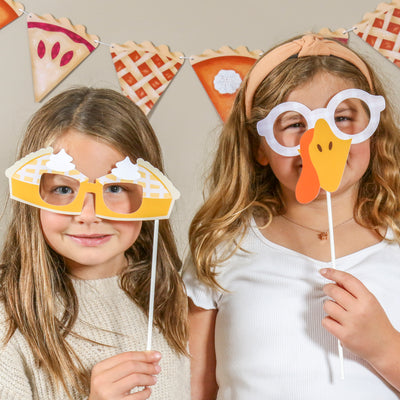 Fall Friends Thanksgiving Glasses - Paper Card Stock Friendsgiving Party Photo Booth Props Kit - 10 Count