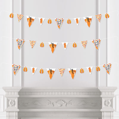 Fall Pumpkin - DIY Halloween or Thanksgiving Party Pennant Garland Decoration - Triangle Banner - 30 Pieces