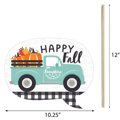 Happy Fall Truck - Harvest Pumpkin Party Photo Booth Props Kit - 20 Count