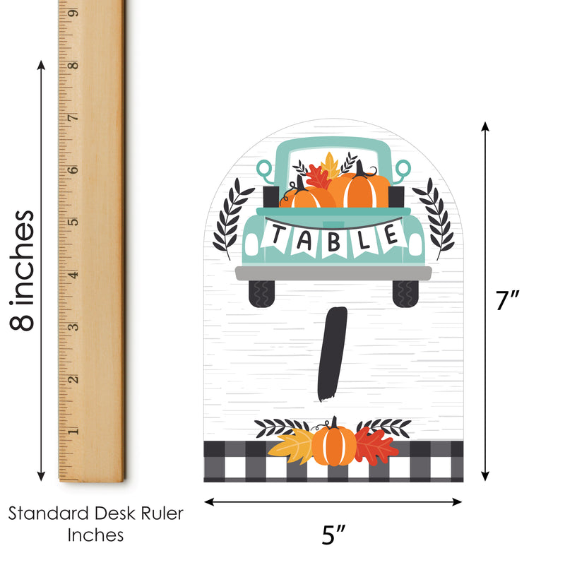 Happy Fall Truck - Harvest Pumpkin Party Double-Sided 5 x 7 inches Cards - Table Numbers - 1-20