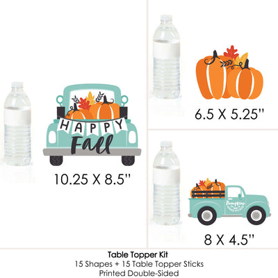 Happy Fall Truck - Harvest Pumpkin Party Centerpiece Sticks - Table Toppers - Set of 15