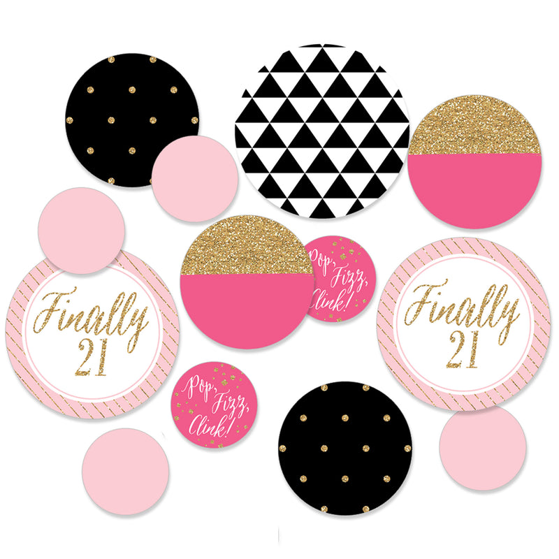 Finally 21 - Girl - 21st Birthday - Birthday Party Giant Circle Confetti - Adult Party Decorations - Large Confetti 27 Count