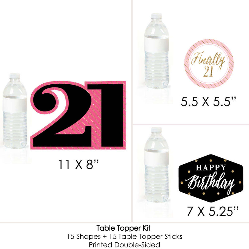 Finally 21 Girl - 21st Birthday Party Centerpiece Sticks - Table Toppers - Set of 15