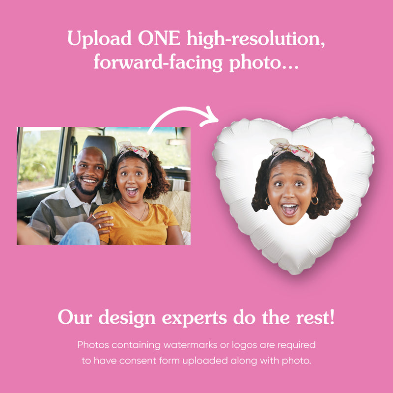 Personalized Fun Face Heart Balloon – Double Sided – 1 Ct
