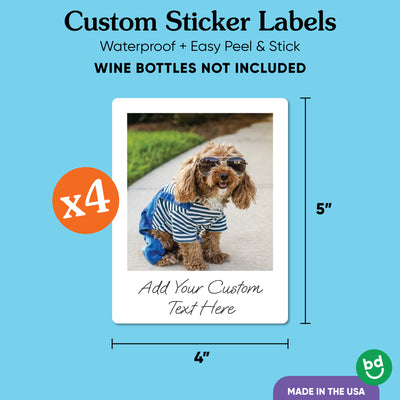 Custom Photo Wine Bottle Label Stickers - 4 Ct