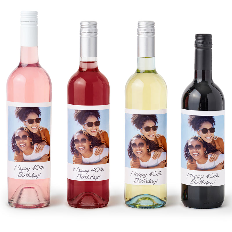 Custom Photo Wine Bottle Label Stickers - 4 Ct