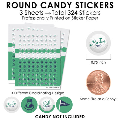 Par-Tee Time - Golf - Birthday or Retirement Party Small Round Candy Stickers - Party Favor Labels - 324 Count