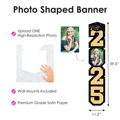 Goodbye High School, Hello College - Custom 2025 Graduation Party Vertical Decoration - Photo Shaped Banner