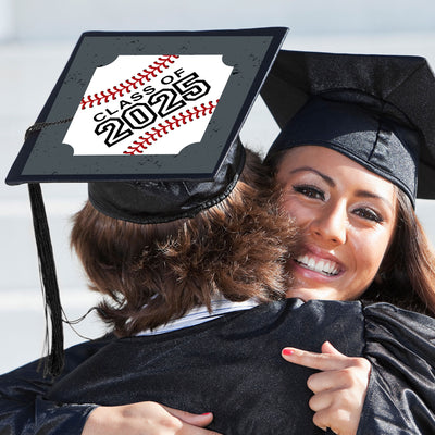 Grad Baseball - 2025 Graduation Cap Decorations Kit - Grad Cap Cover