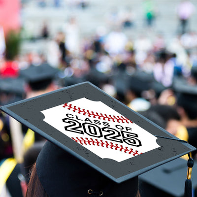 Grad Baseball - 2025 Graduation Cap Decorations Kit - Grad Cap Cover