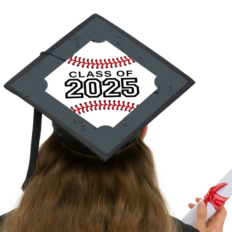 Grad Baseball - 2025 Graduation Cap Decorations Kit - Grad Cap Cover