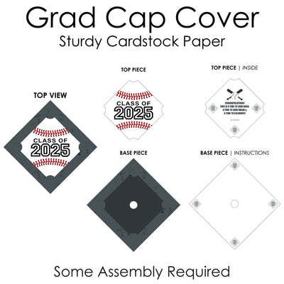 Grad Baseball - 2025 Graduation Cap Decorations Kit - Grad Cap Cover