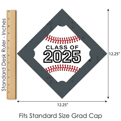 Grad Baseball - 2025 Graduation Cap Decorations Kit - Grad Cap Cover