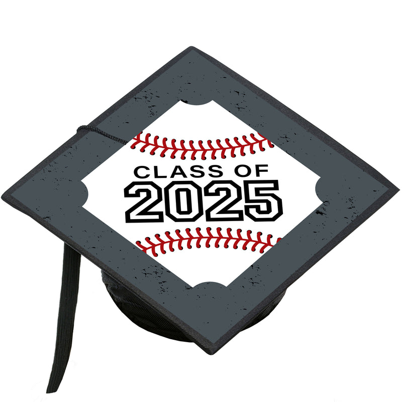 Grad Baseball - 2025 Graduation Cap Decorations Kit - Grad Cap Cover