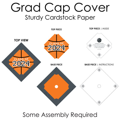 Grad Basketball - 2024 Graduation Cap Decorations Kit - Grad Cap Cover