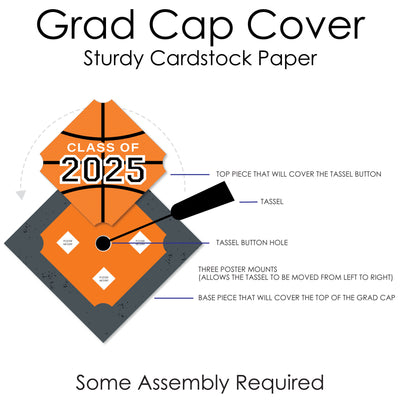 Grad Basketball - 2025 Graduation Cap Decorations Kit - Grad Cap Cover