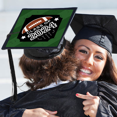 Grad Football - 2024 Graduation Cap Decorations Kit - Grad Cap Cover