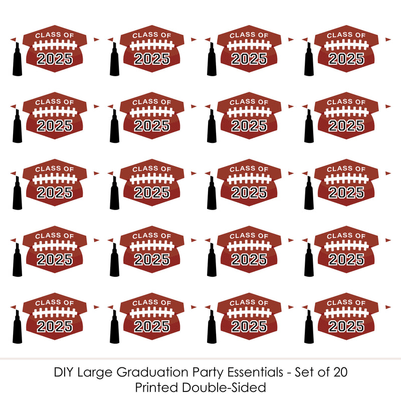 Grad Football - Grad Cap Decorations DIY 2025 Graduation Large Party Essentials - Set of 20