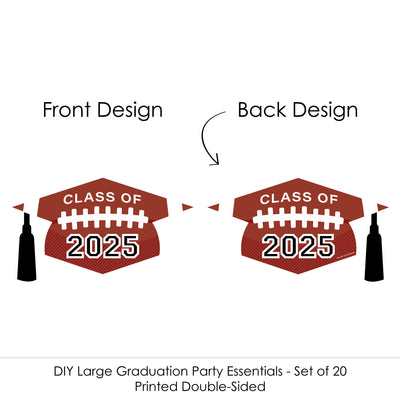 Grad Football - Grad Cap Decorations DIY 2025 Graduation Large Party Essentials - Set of 20