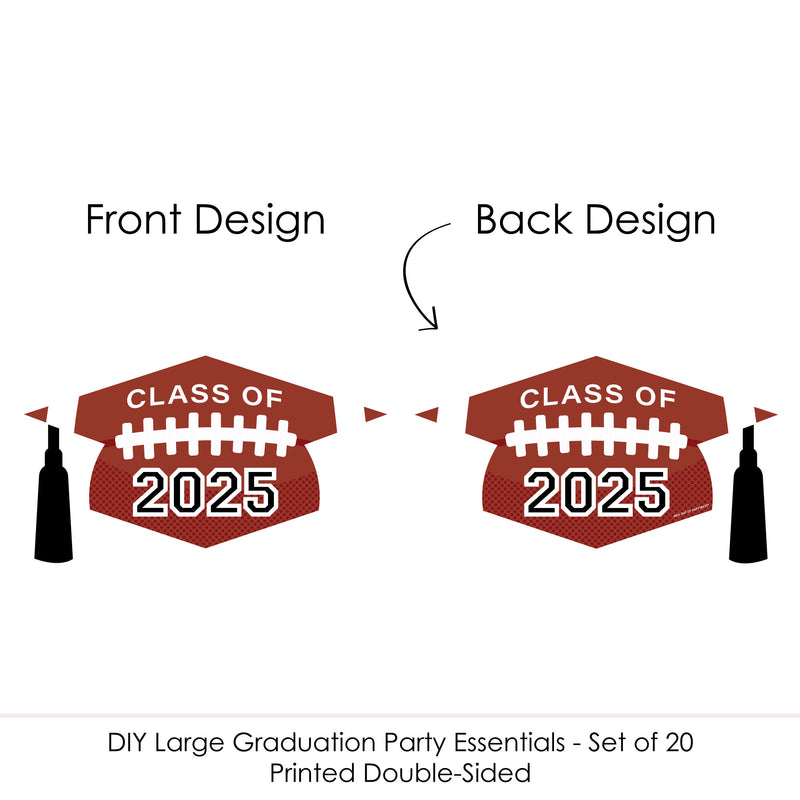 Grad Football - Grad Cap Decorations DIY 2025 Graduation Large Party Essentials - Set of 20