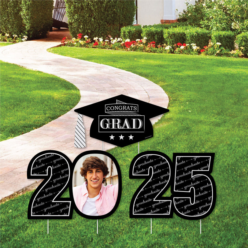 Graduation Cheers - Custom 2025 Graduation Party Decorations - Stackable Photo Yard Sign - 3 Pc