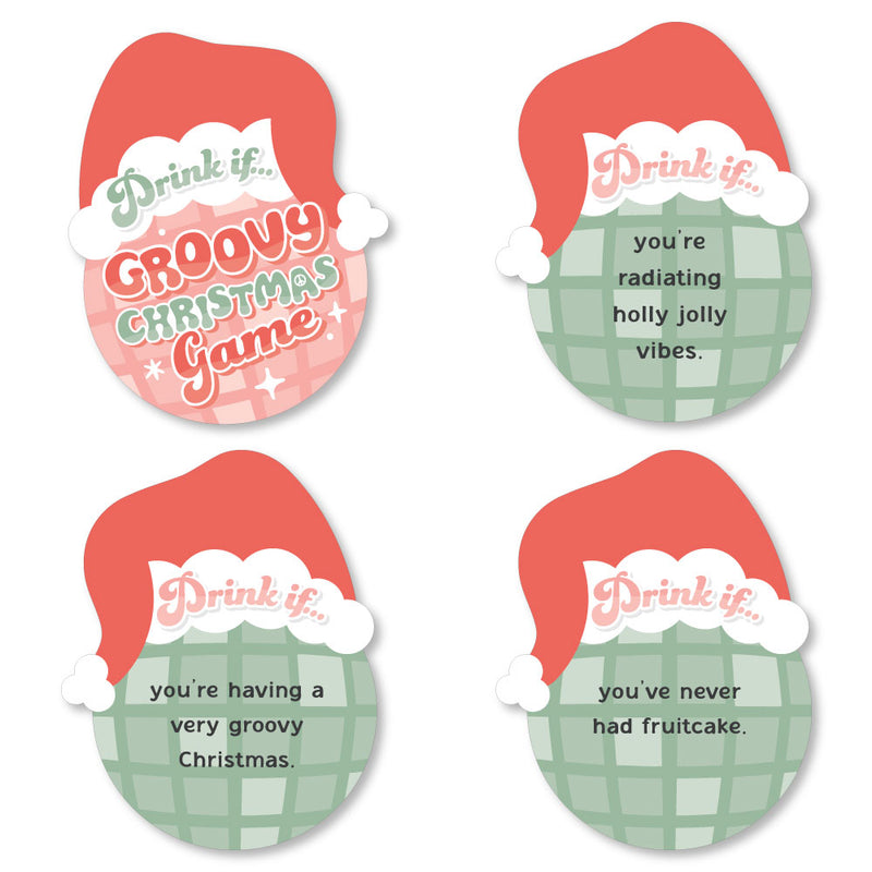 Drink If Game - Groovy Christmas - Pastel Holiday Party Game - 24 Count