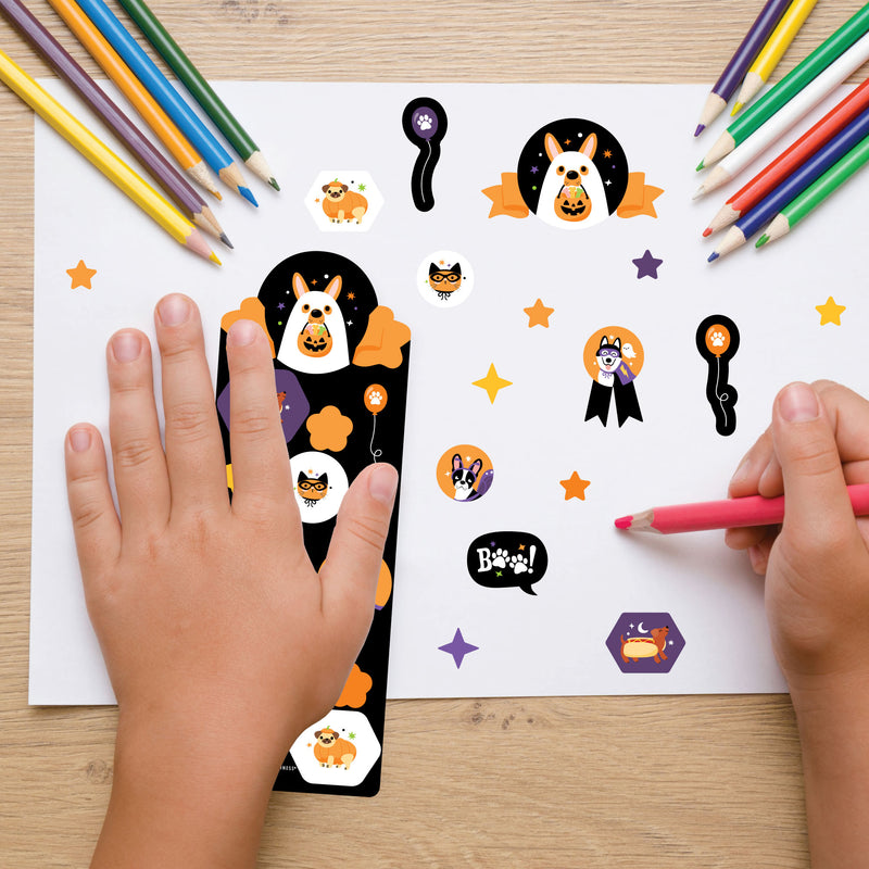 Halloween Pets - Cats and Dogs Party Favor Kids Stickers - Birthday Goodie Bag Filler - 16 Sheets - 256 Stickers