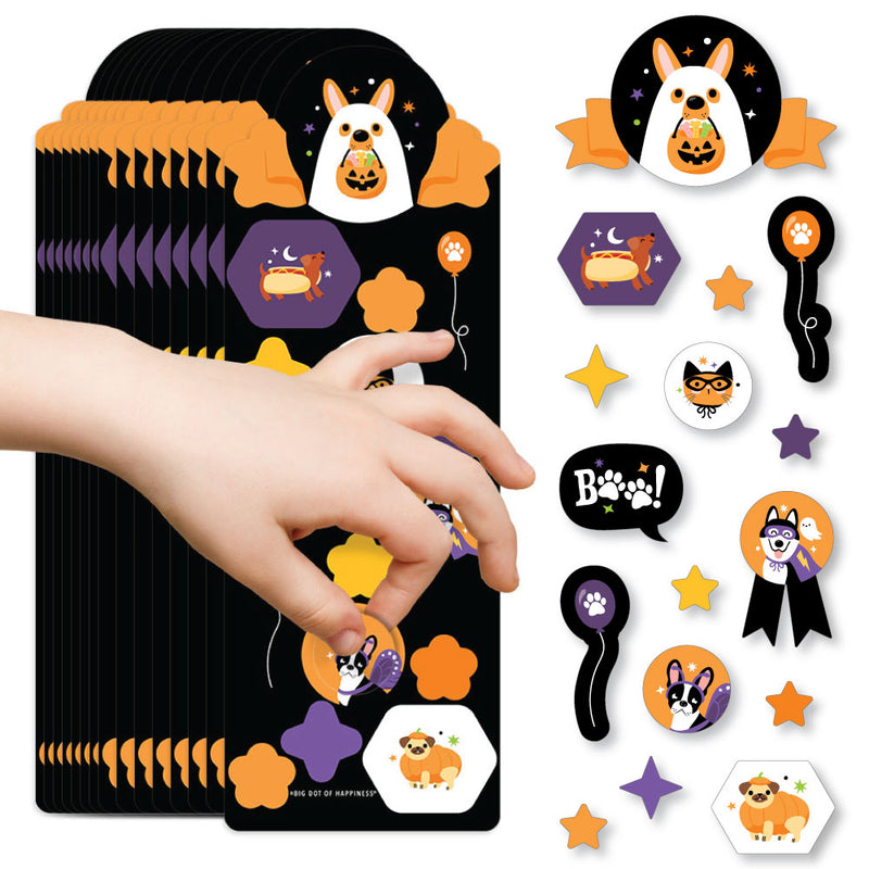 Halloween Pets - Cats and Dogs Party Favor Kids Stickers - Birthday Goodie Bag Filler - 16 Sheets - 256 Stickers