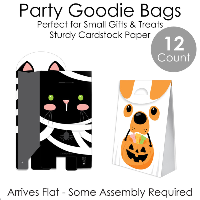 Halloween Pets - Assorted Cats and Dogs Gift Favor Classroom Treat Bags - Birthday Party Goodie Boxes - Set of 12