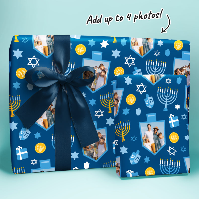 Custom Photo Hanukkah Wrapping Paper