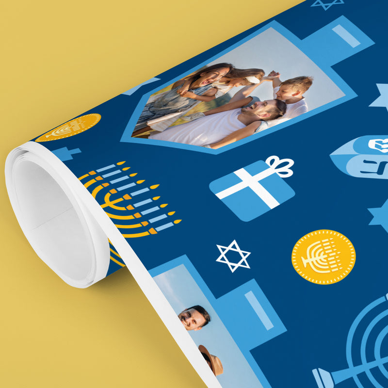 Custom Photo Hanukkah Wrapping Paper