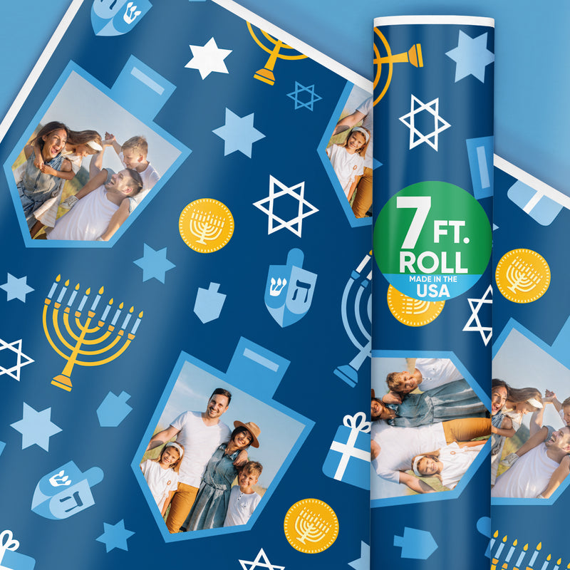 Custom Photo Hanukkah Wrapping Paper