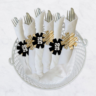 Hello New Year - 2025 NYE Party Paper Napkin Holder - Napkin Rings - Set of 24