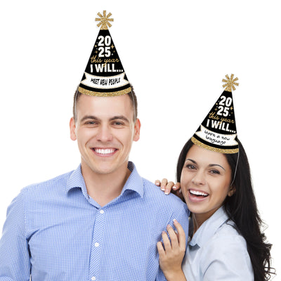 Hello New Year Cone Hats - 8 Ct