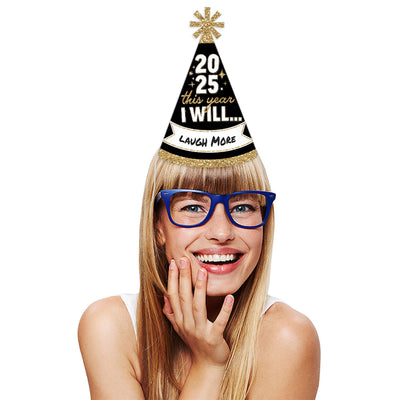 Hello New Year Cone Hats - 8 Ct