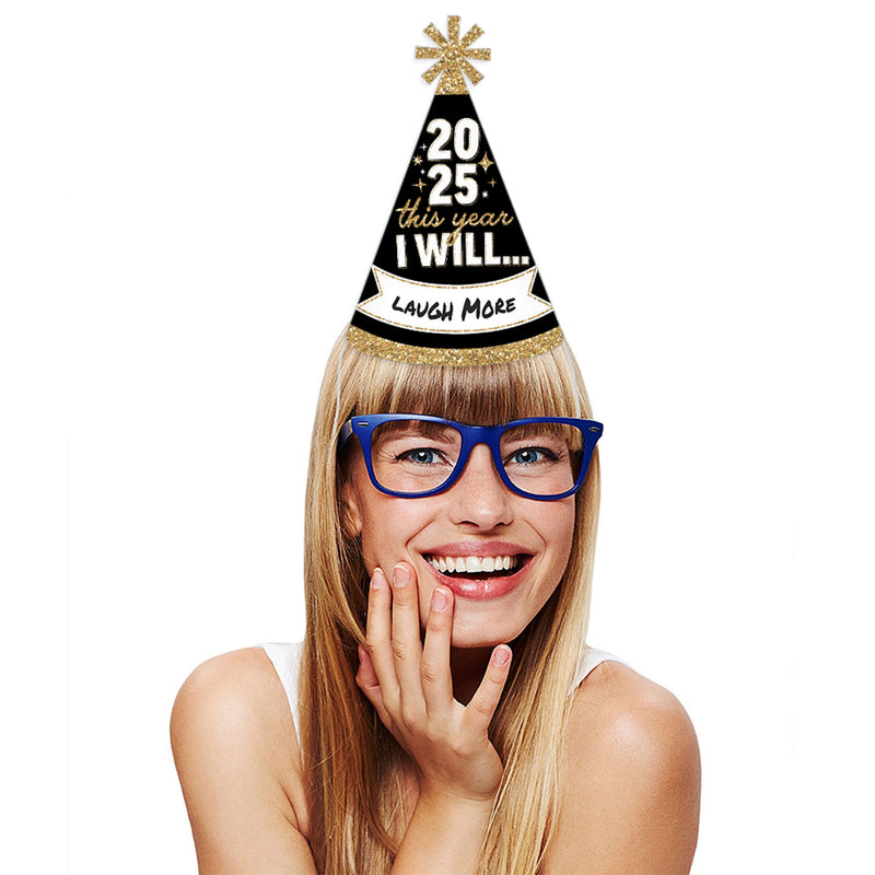 Hello New Year Cone Hats - 8 Ct