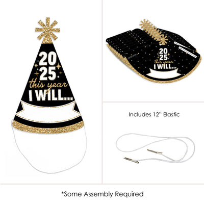 Hello New Year Cone Hats - 8 Ct