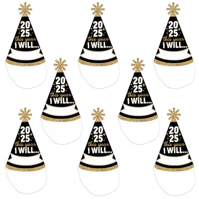 Hello New Year Cone Hats - 8 Ct