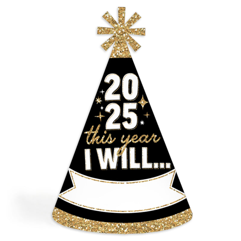 Hello New Year Cone Hats - 8 Ct