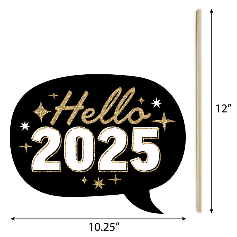 Hello New Year - 2025 NYE Party Photo Booth Props Kit - 20 Count