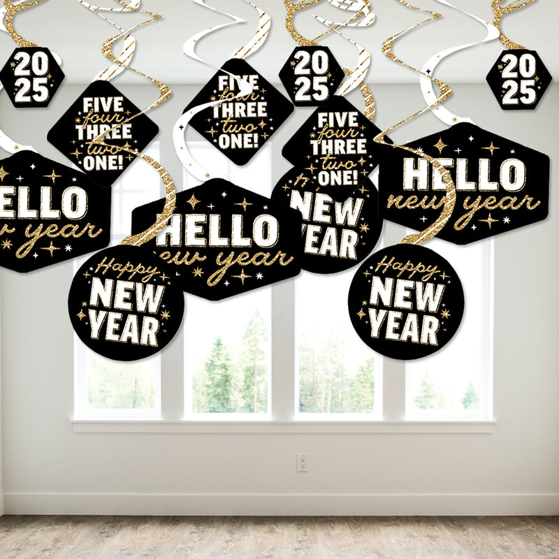 Hello New Year - 2025 NYE Party Hanging Decor - Party Decoration Swirls - Set of 40