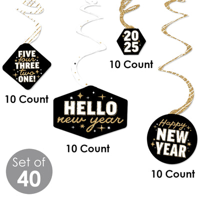 Hello New Year - 2025 NYE Party Hanging Decor - Party Decoration Swirls - Set of 40