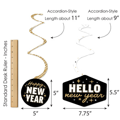 Hello New Year - 2025 NYE Party Hanging Decor - Party Decoration Swirls - Set of 40