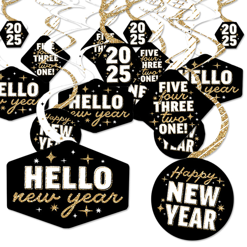 Hello New Year - 2025 NYE Party Hanging Decor - Party Decoration Swirls - Set of 40